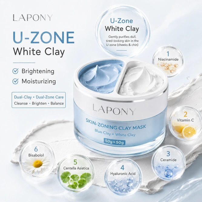 Private Label Dual-Zone Blue & White Clay Mask image 4