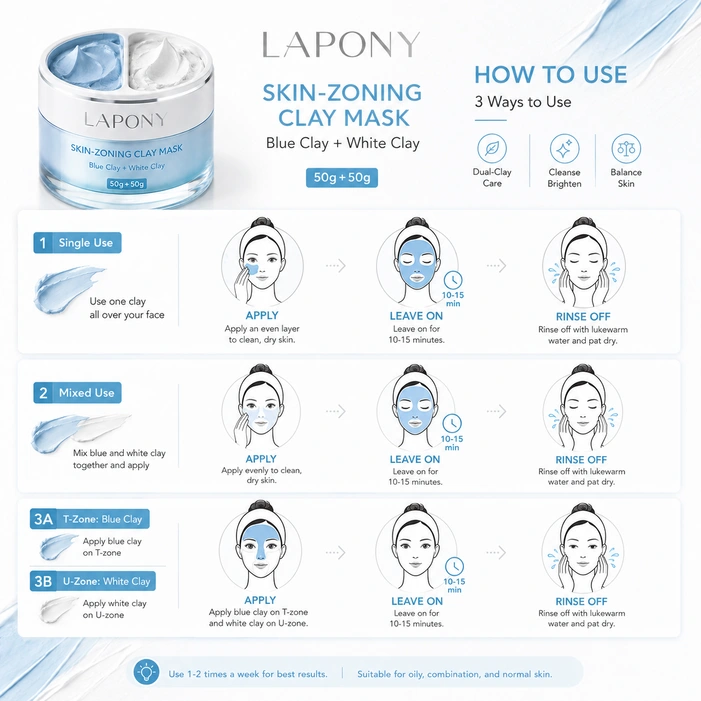Private Label Dual-Zone Blue & White Clay Mask image 7