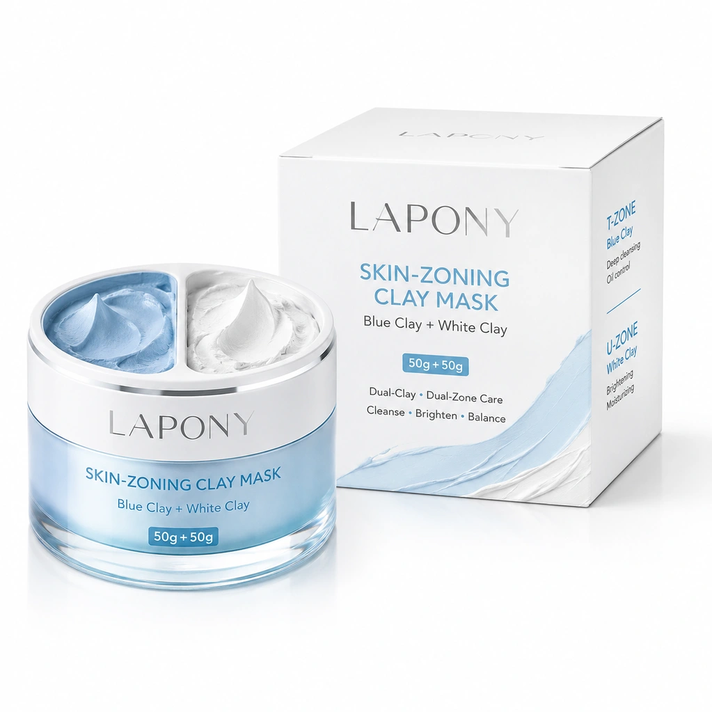Private Label Dual-Zone Blue & White Clay Mask