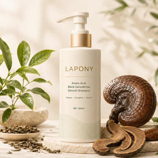 Private Label Amino Acid Black Ganoderma Smooth Shampoo image 4