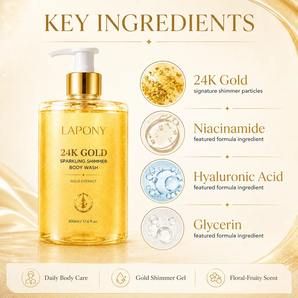 Private Label 24K Gold Shimmer Body Wash image 3