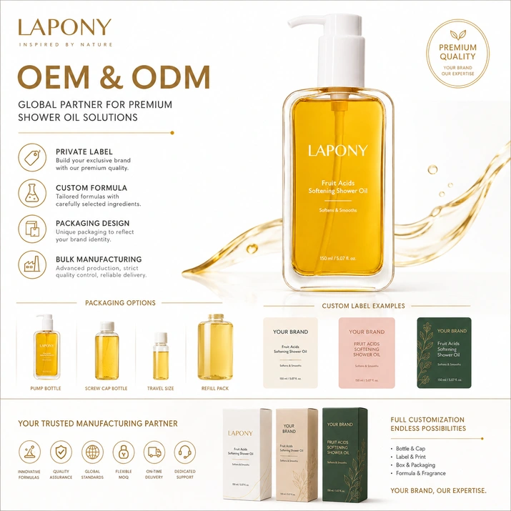 Private Label Fruit Acids Softening Shower Oil image 6
