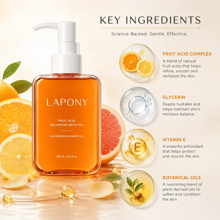 Private Label Fruit Acid Balancing Bath Oil image 3