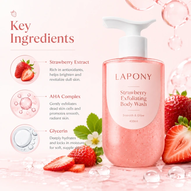 Private Label Strawberry Exfoliating Body Wash image 2