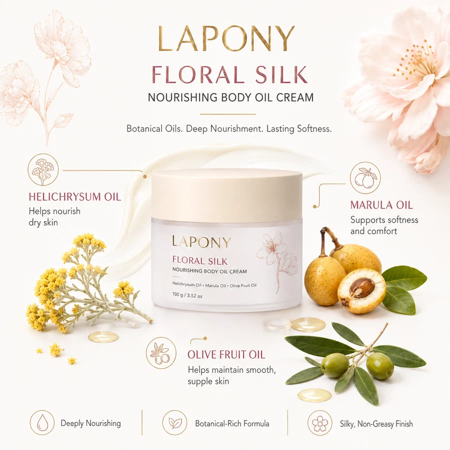Private Label Floral Silk Nourishing Body Oil Cream image 2
