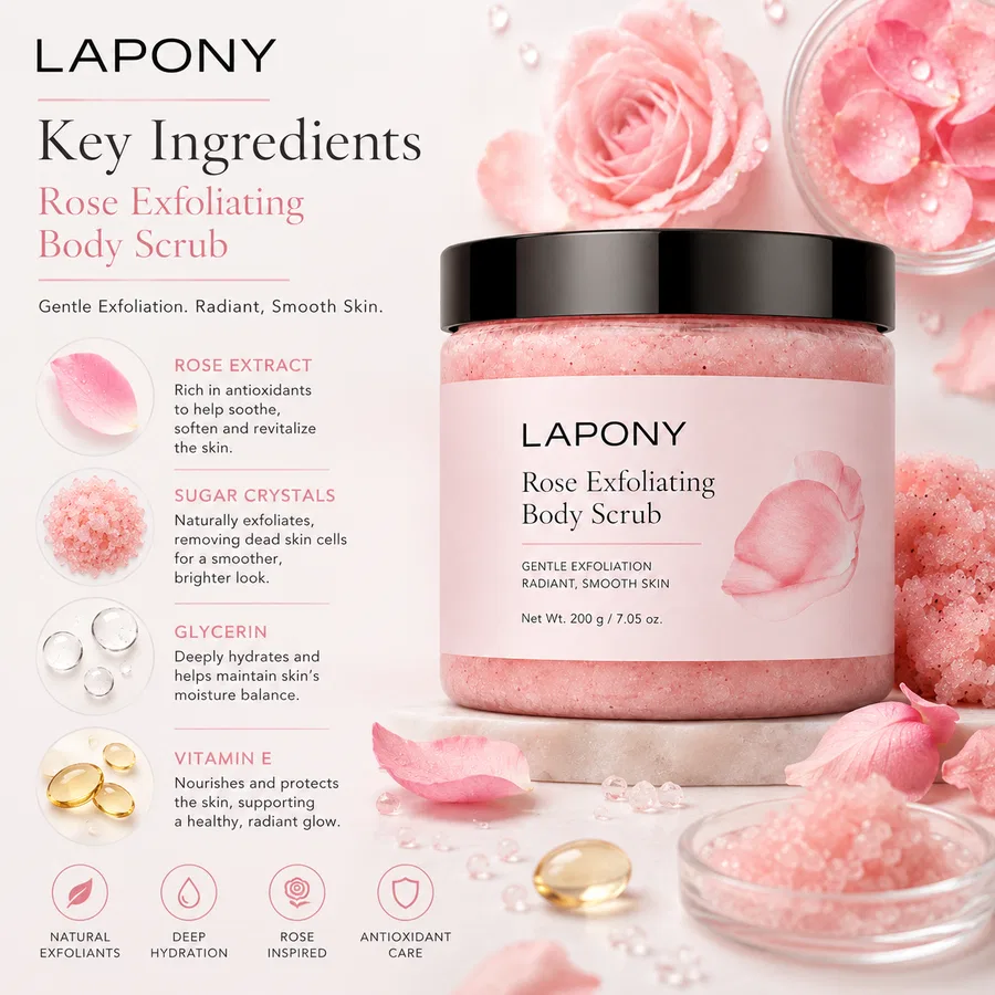 Private Label Rose Exfoliating Body Scrub image 2