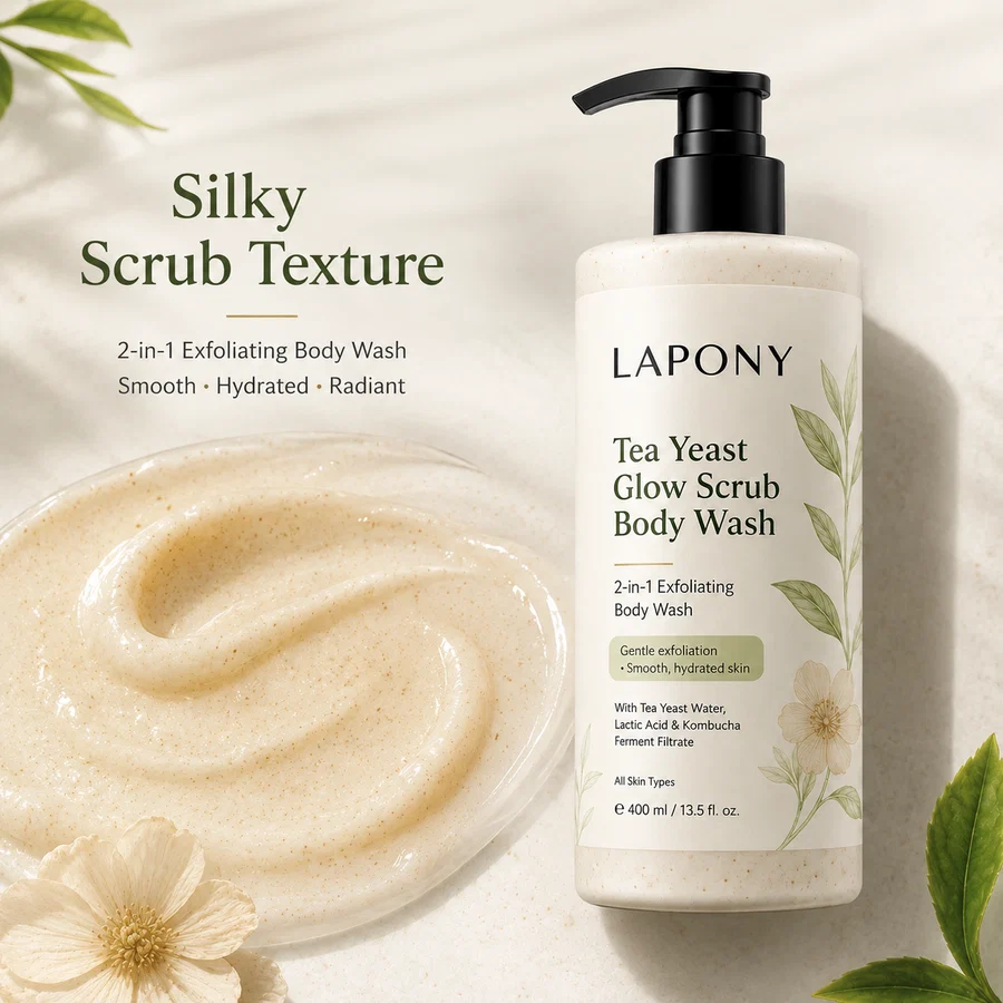 Private Label Tea Yeast Glow Scrub Body Wash image 3