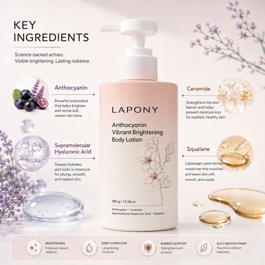 Private Label Anthocyanin Vibrant Brightening Body Lotion image 2