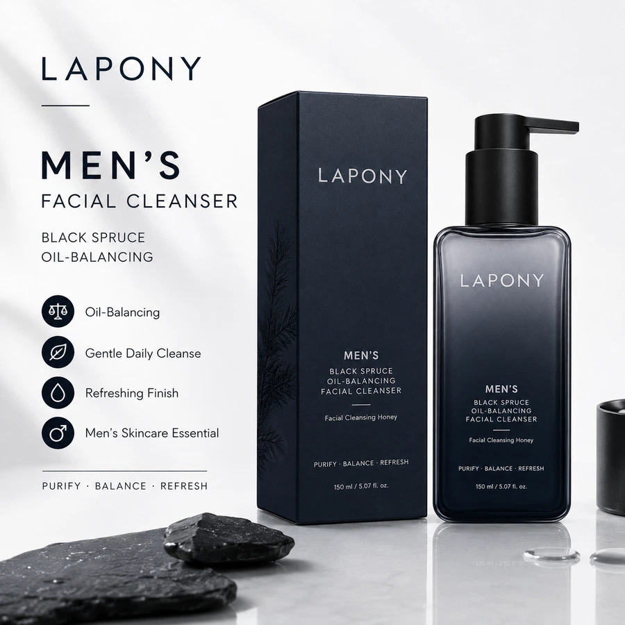 Private Label Men’s Black Spruce Oil-Balancing Facial Cleanser image 5