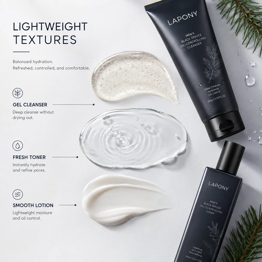 Private Label Men’s Black Spruce Oil-Control Skincare Set image 3
