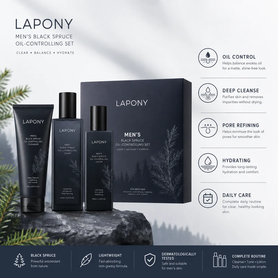 Private Label Men’s Black Spruce Oil-Control Skincare Set image 5