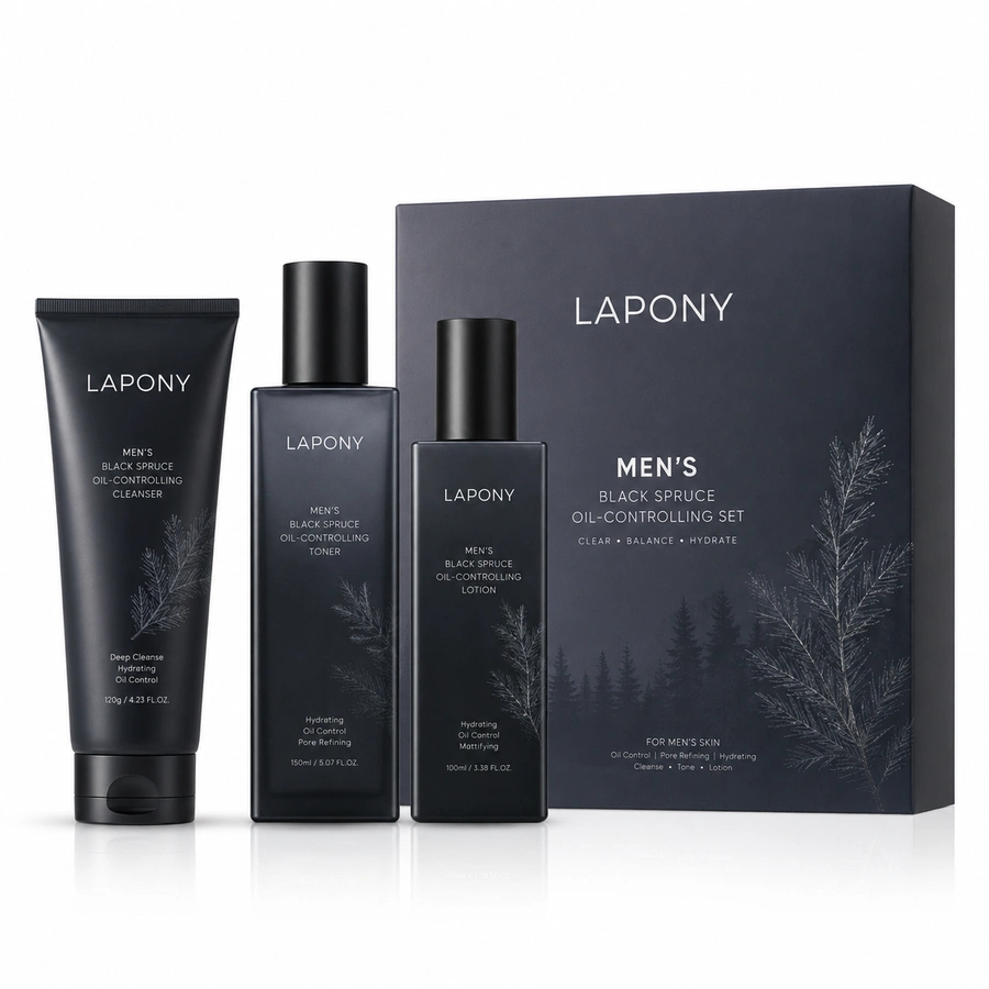 Private Label Men’s Black Spruce Oil-Control Skincare Set