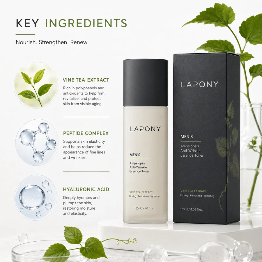 Private Label Men’s Vine Tea Smoothing Essence Toner image 5