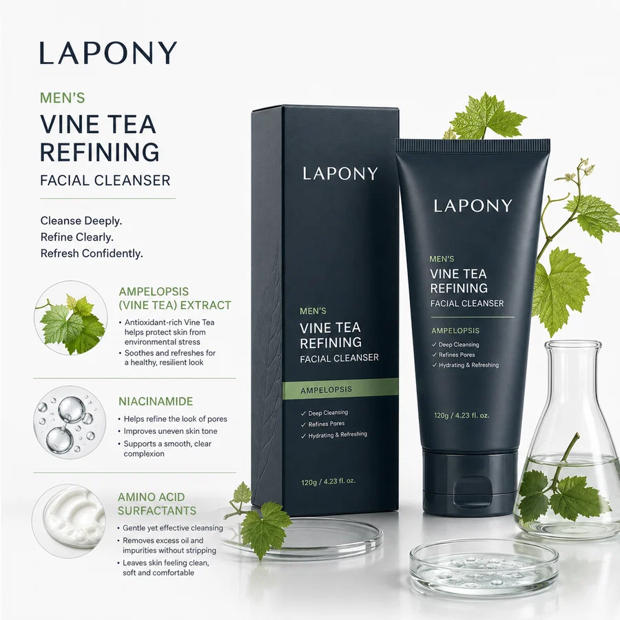 Private Label Men’s Vine Tea Refining Facial Cleanser image 3