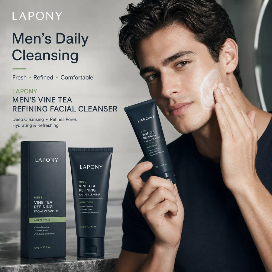 Private Label Men’s Vine Tea Refining Facial Cleanser image 4