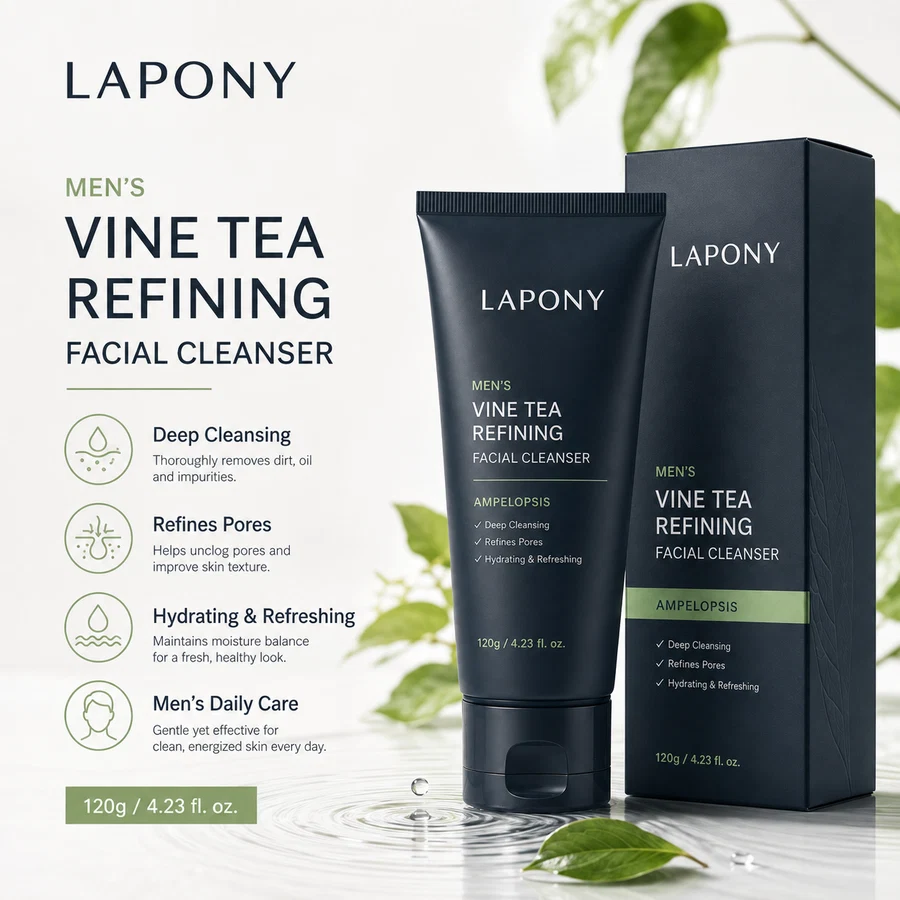 Private Label Men’s Vine Tea Refining Facial Cleanser image 5