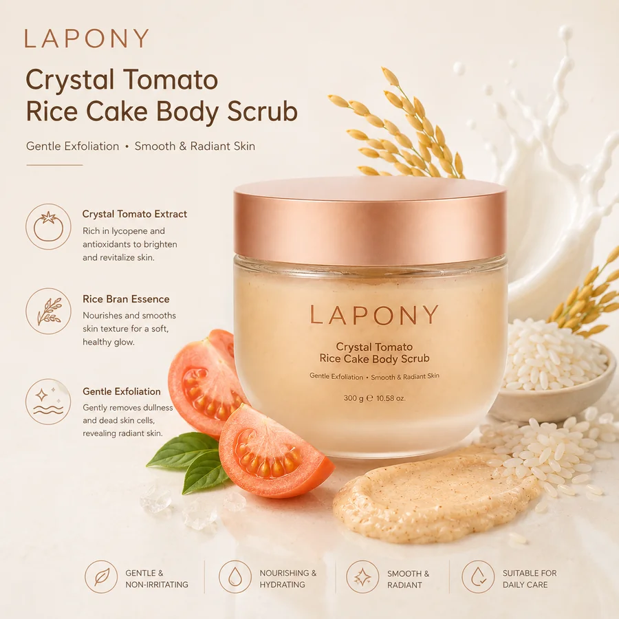 Private Label Crystal Tomato Rice Cake Body Scrub image 5