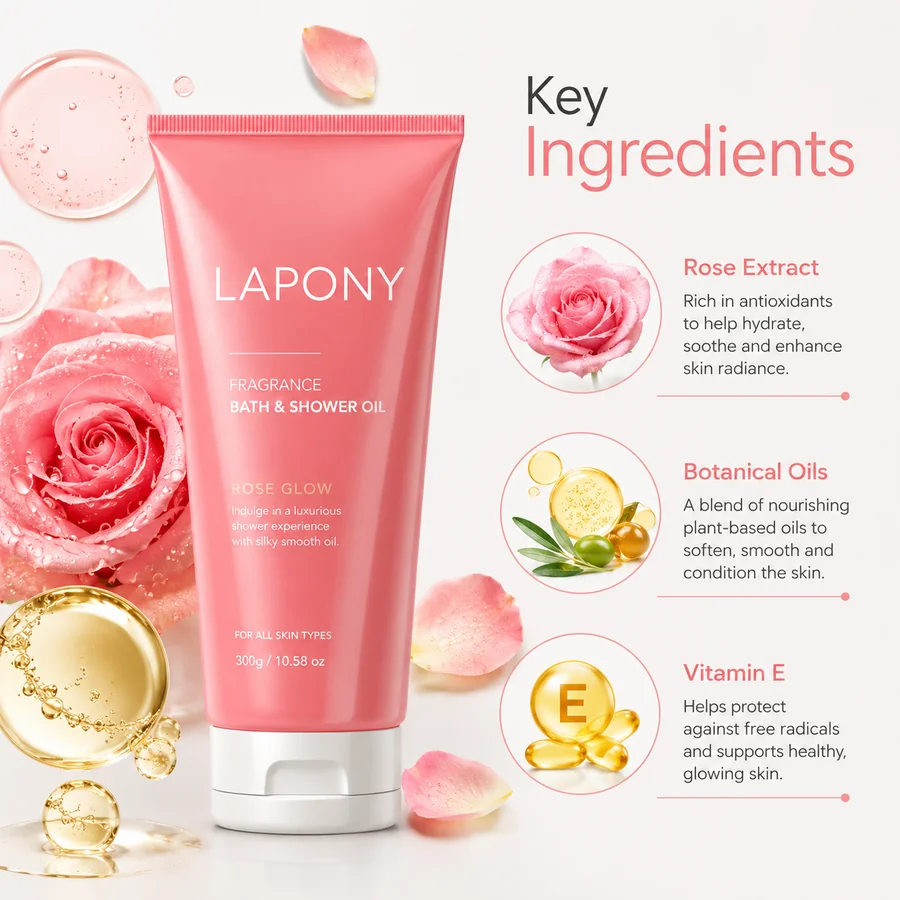 Private Label Rose Glow Fragrance Bath & Shower Oil image 2