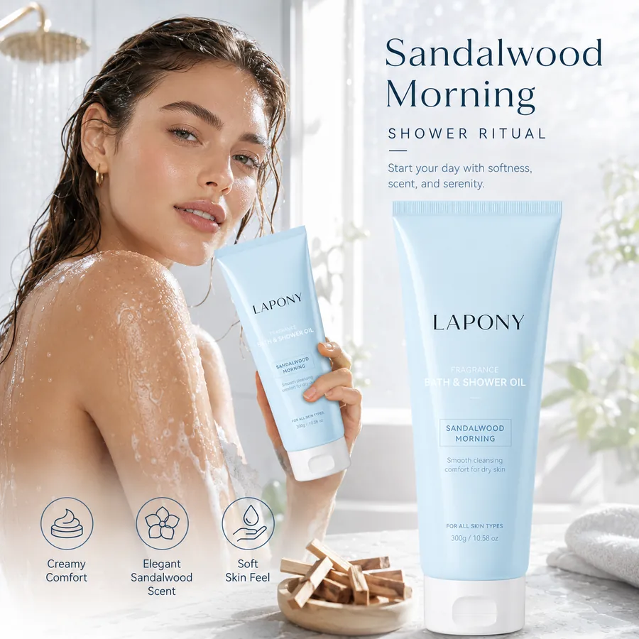 Private Label Sandalwood Morning Fragrance Bath & Shower Oil image 4