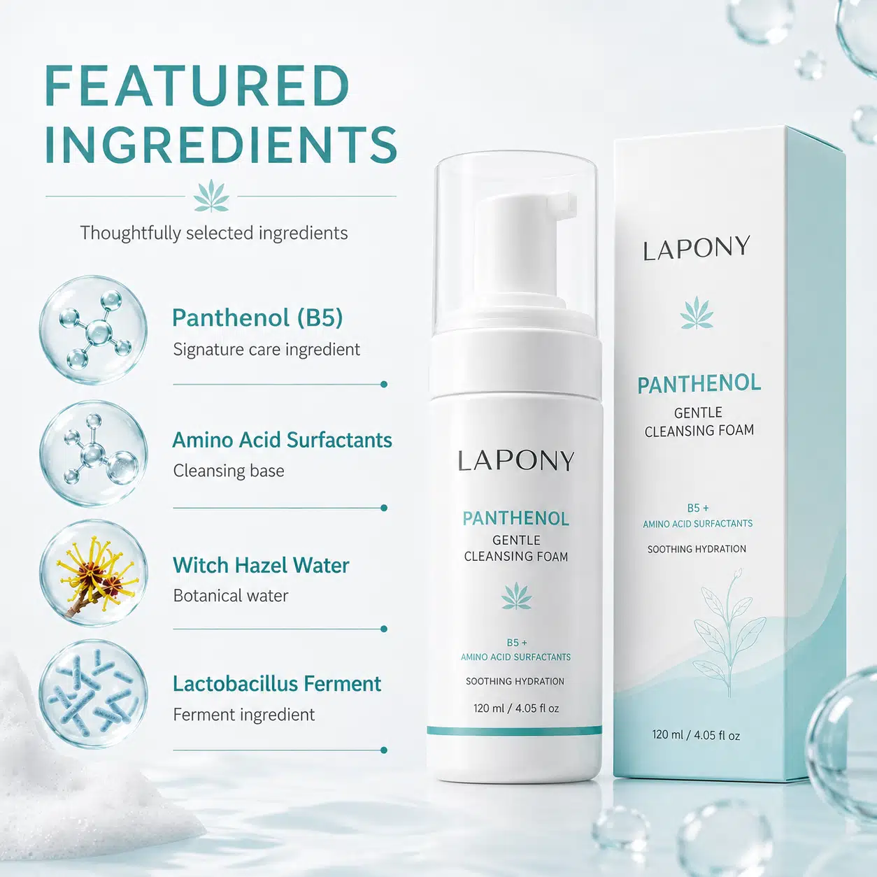 Private Label Panthenol Foaming Facial Cleanser image 2