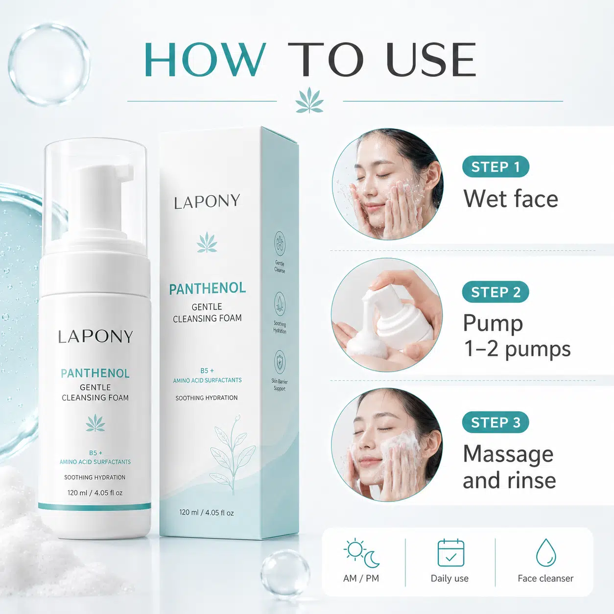 Private Label Panthenol Foaming Facial Cleanser image 5