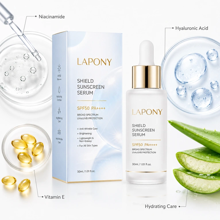 Private Label Brightening Shield Sunscreen Serum SPF50 PA++++ image 5