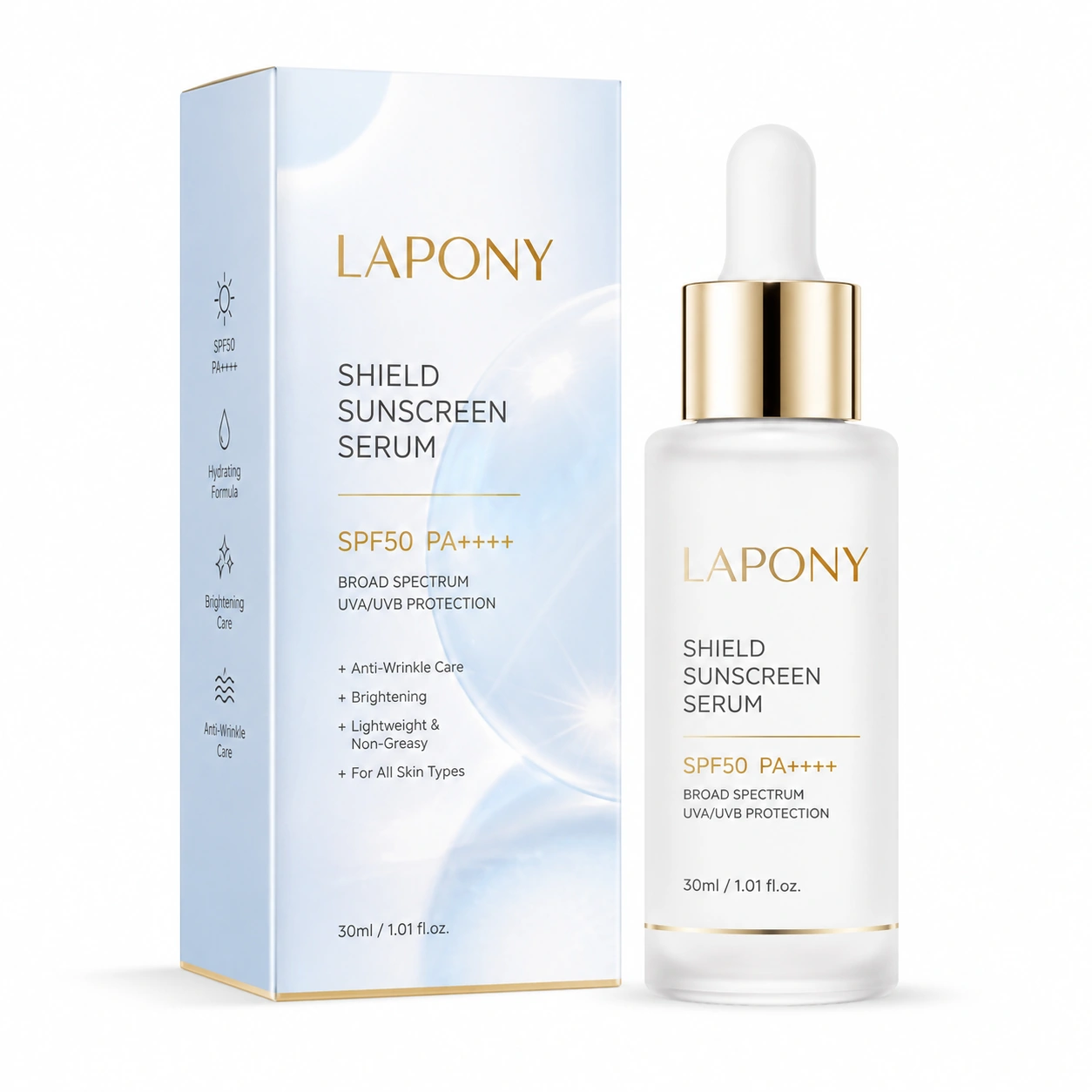 Private Label Brightening Shield Sunscreen Serum SPF50 PA++++