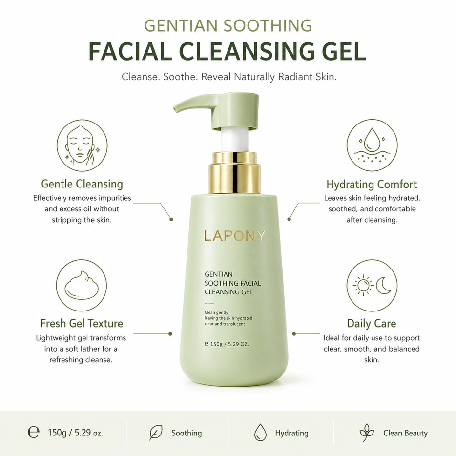 Private Label Gentian Soothing Facial Cleansing Gel image 5