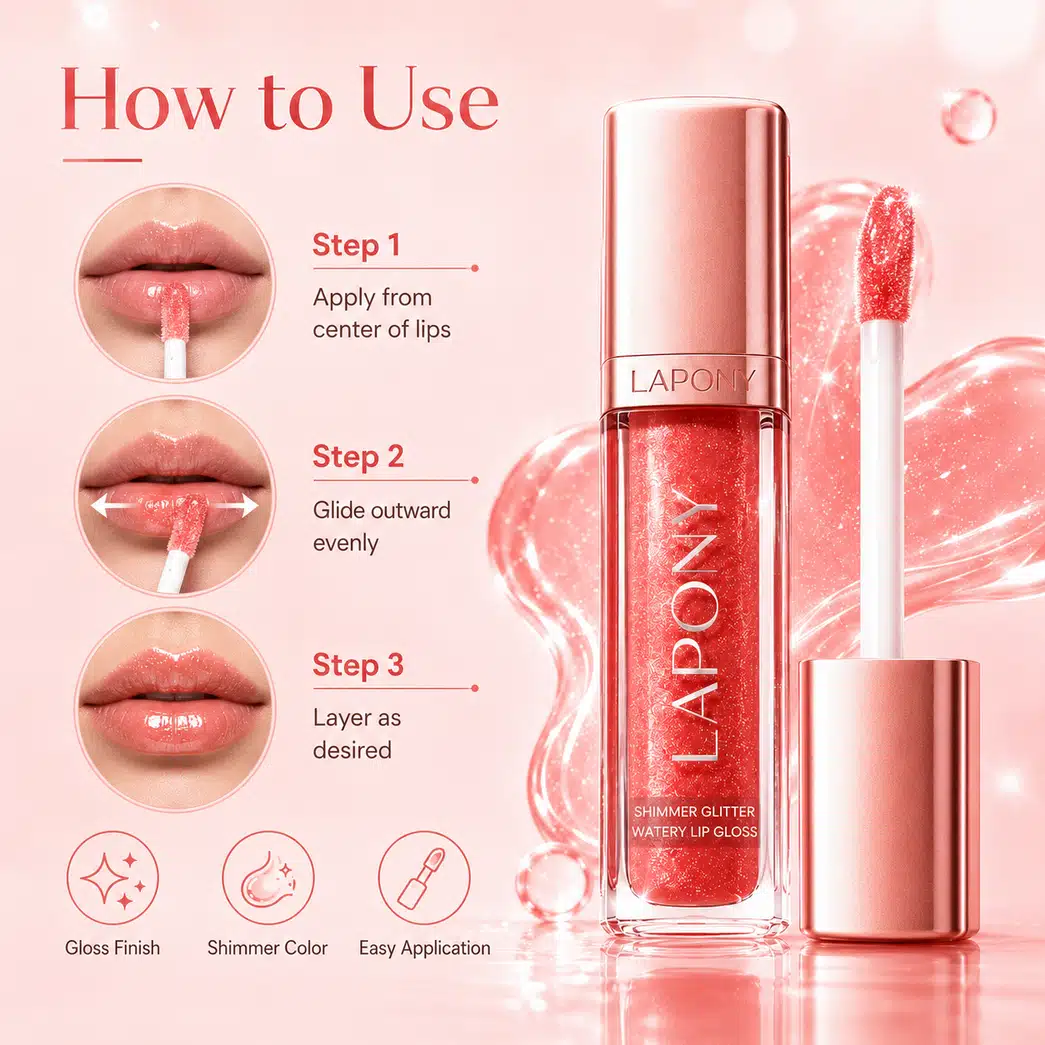 Private Label Shimmer Glitter Watery Lip Gloss image 4