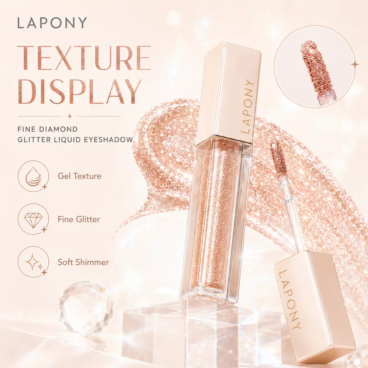 Private Label Fine Diamond Glitter Liquid Eyeshadow image 3