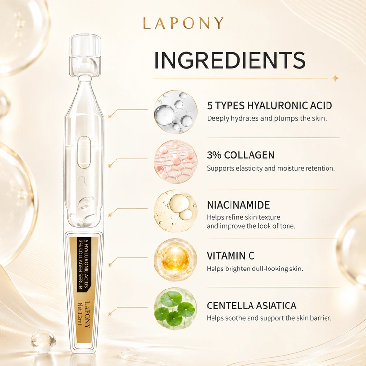 Private Label 5 Hyaluronic Acids 3% Collagen Serum Ampoules image 3
