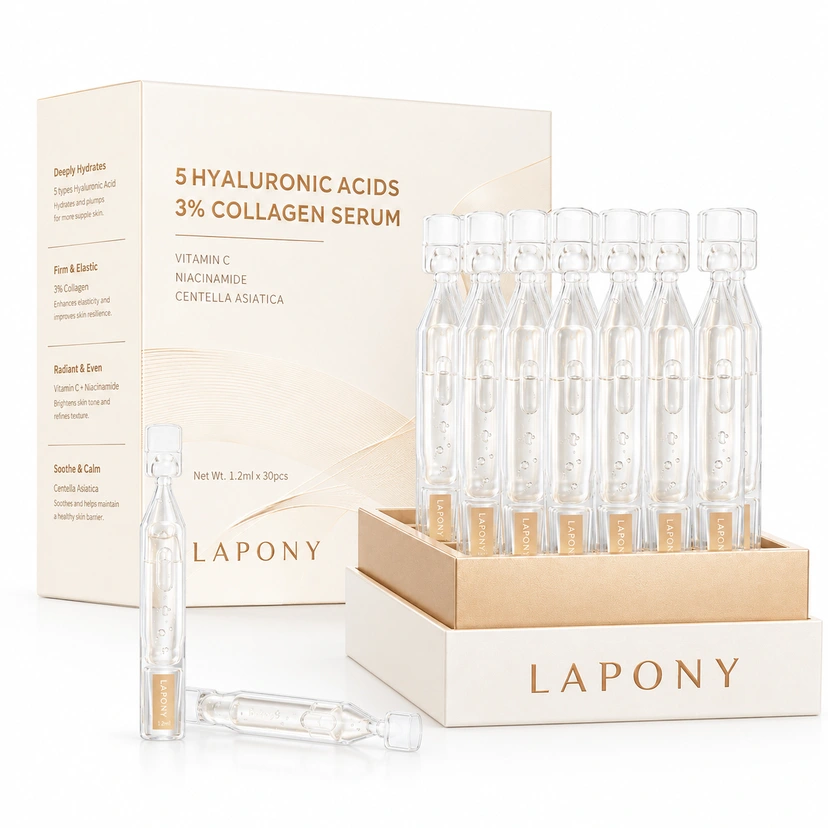 Private Label 5 Hyaluronic Acids 3% Collagen Serum Ampoules