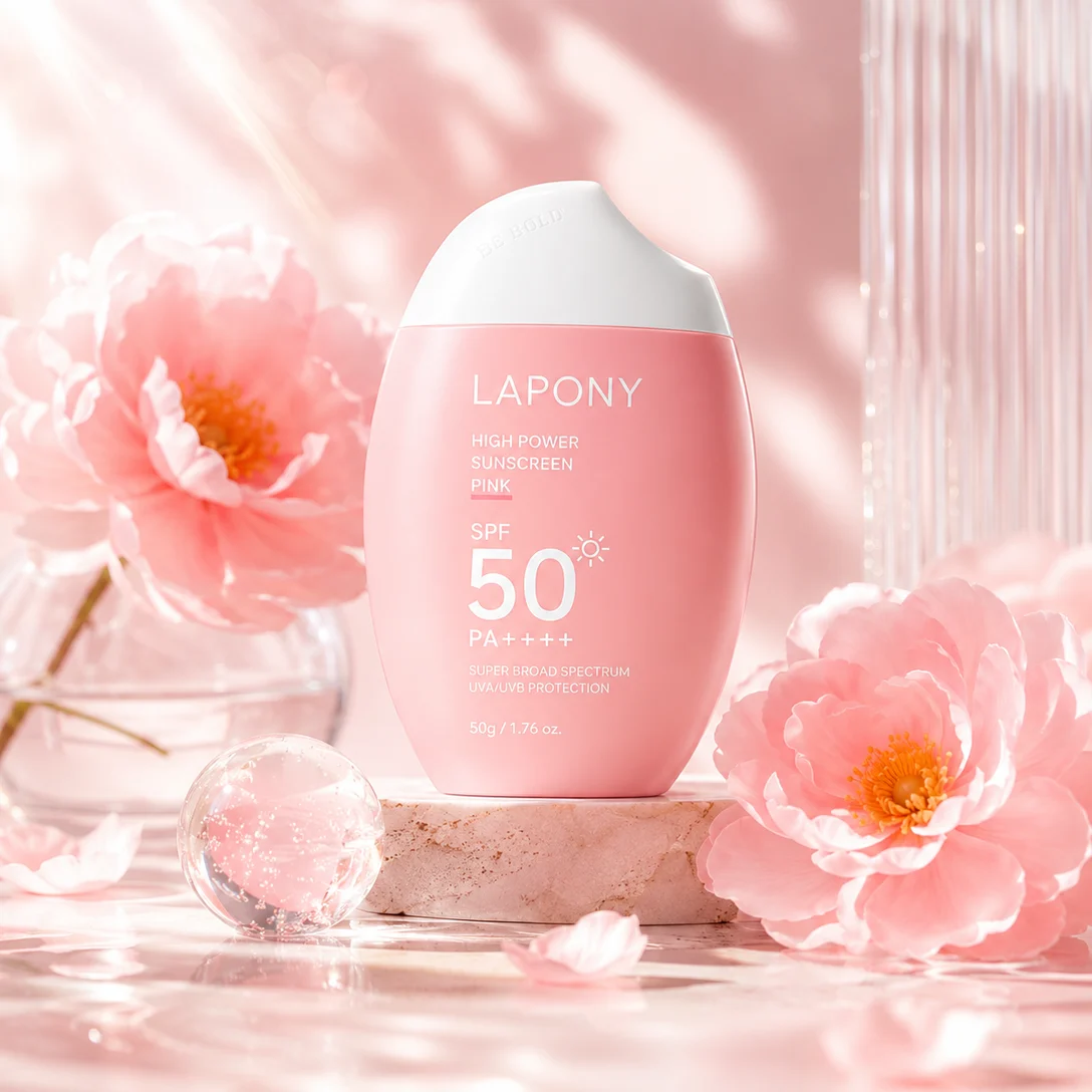 Private Label Pink Sunscreen Cream SPF50+ image 2