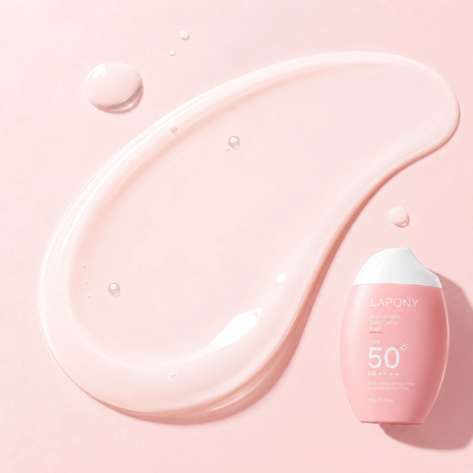 Private Label Pink Sunscreen Cream SPF50+ image 5