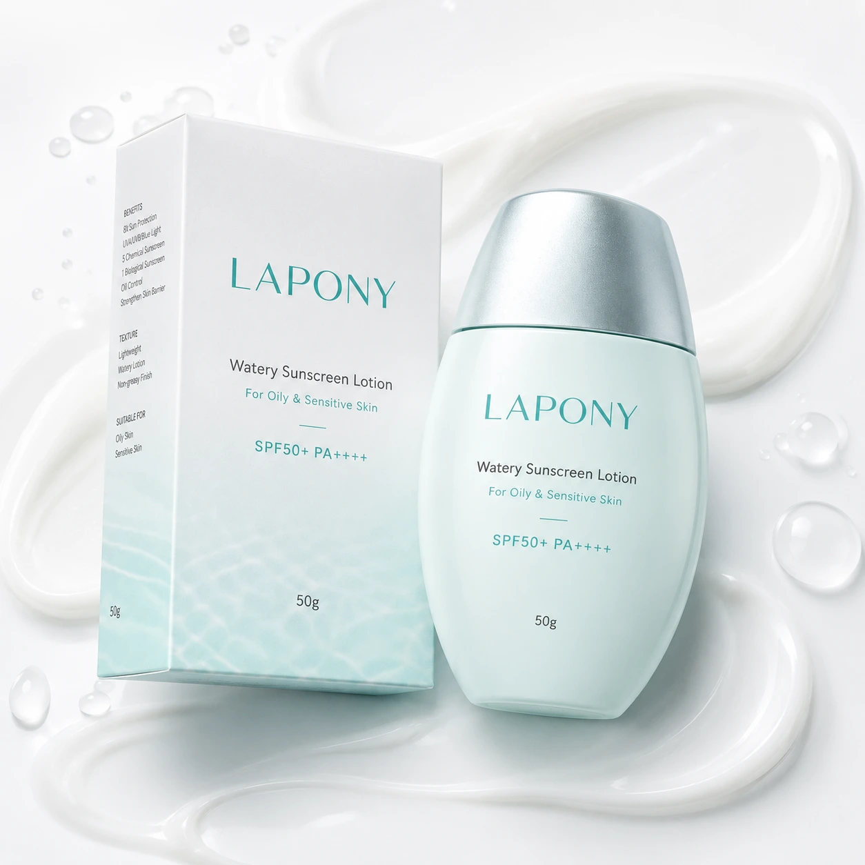 Private Label Lightweight Watery Sunscreen Lotion SPF50+ image 6